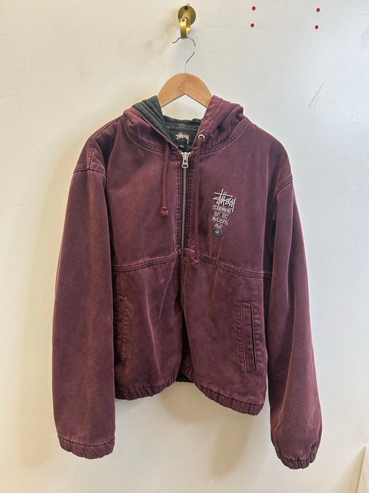 Preowned Stussy Burgandy Work jacket sz.Large