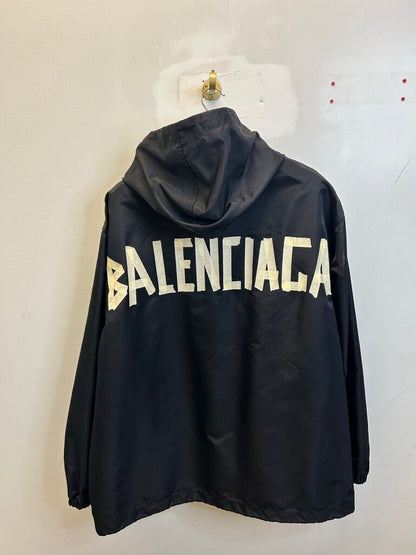 Preowned Balenciaga Windbreaker Tape Logo Sz.Medium