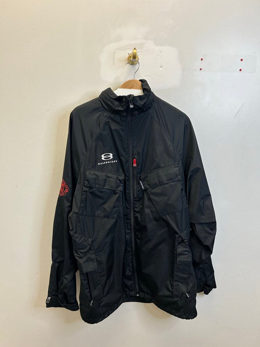 Preowned Balenciaga Windbreaker Balck Multi logo Sz.46