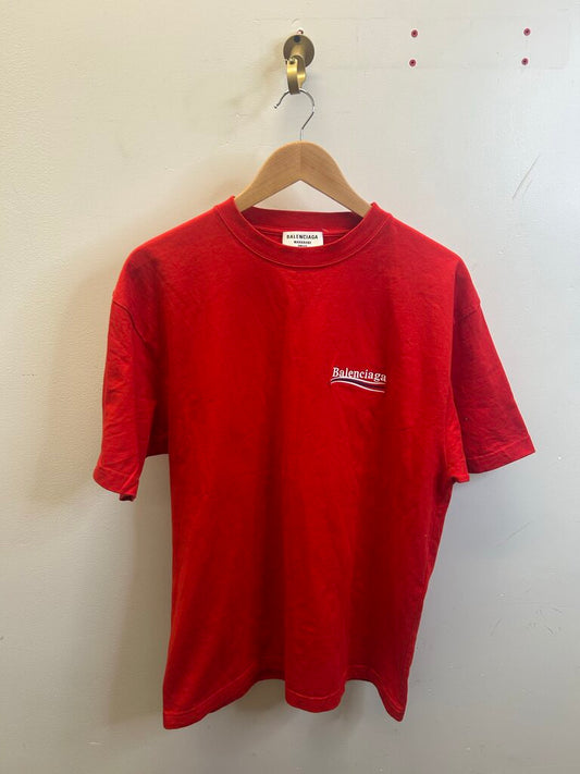 Preowned Balenciaga Red Campaign Presidential Tee sz.XS