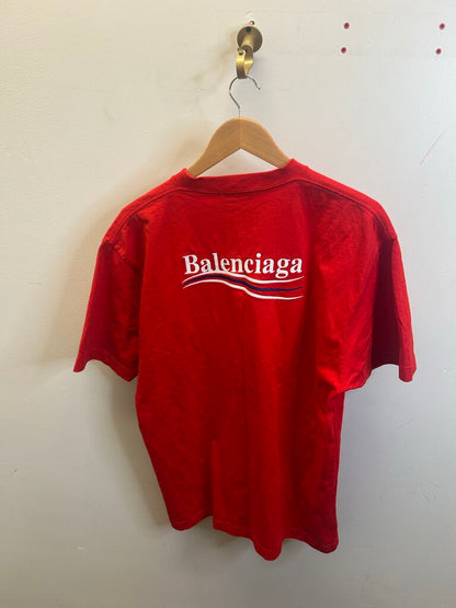 Preowned Balenciaga Red Campaign Presidential Tee sz.XS