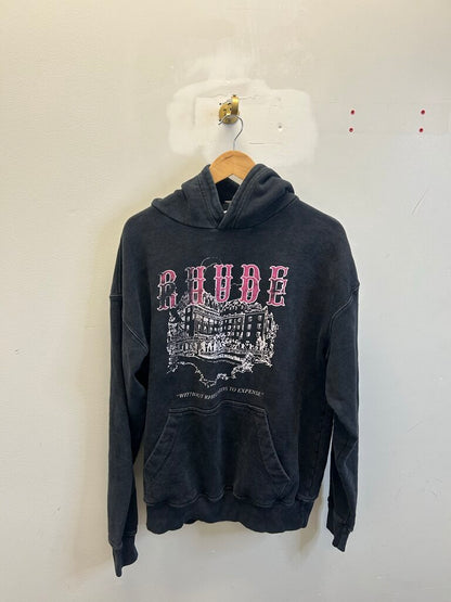 Preowned Rhude Black Fade Without Regards Hoodie Size Small