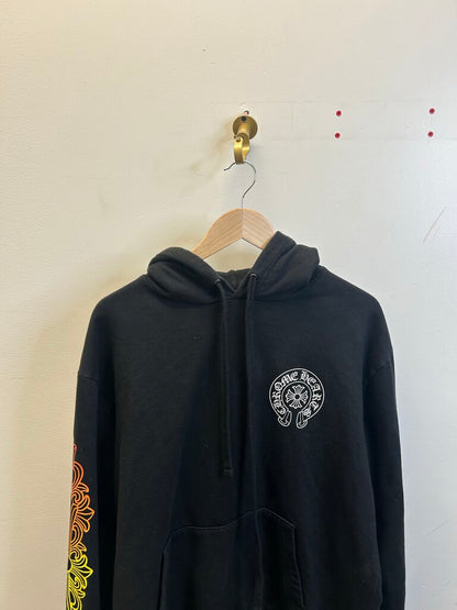Preowned Chrome Heart Black Fade Orange yellow green Hoodie Sz .S