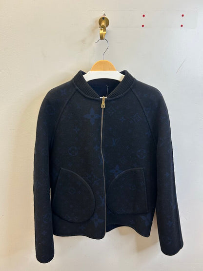 Preowned Louis Vuitton Reversible Wool Black & Blue Jacket sz.52