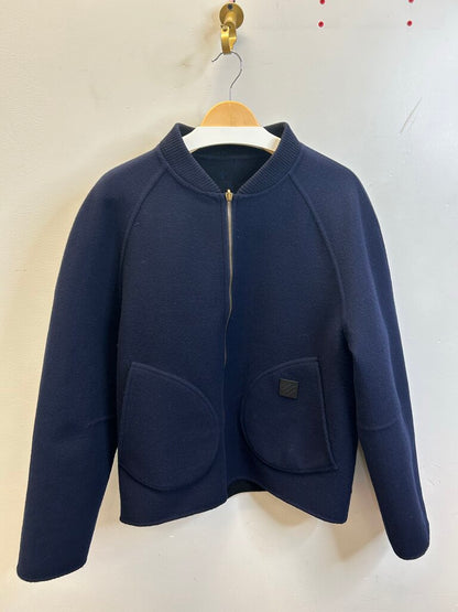 Preowned Louis Vuitton Reversible Wool Black & Blue Jacket sz.52