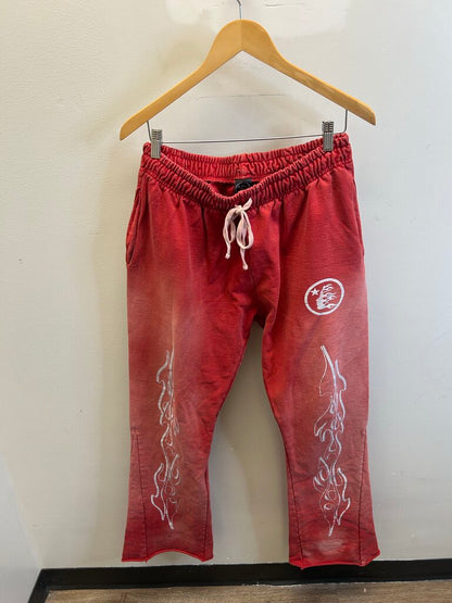 Preowned Hellstar Flame Red Flare Sweatpants Sz. XL