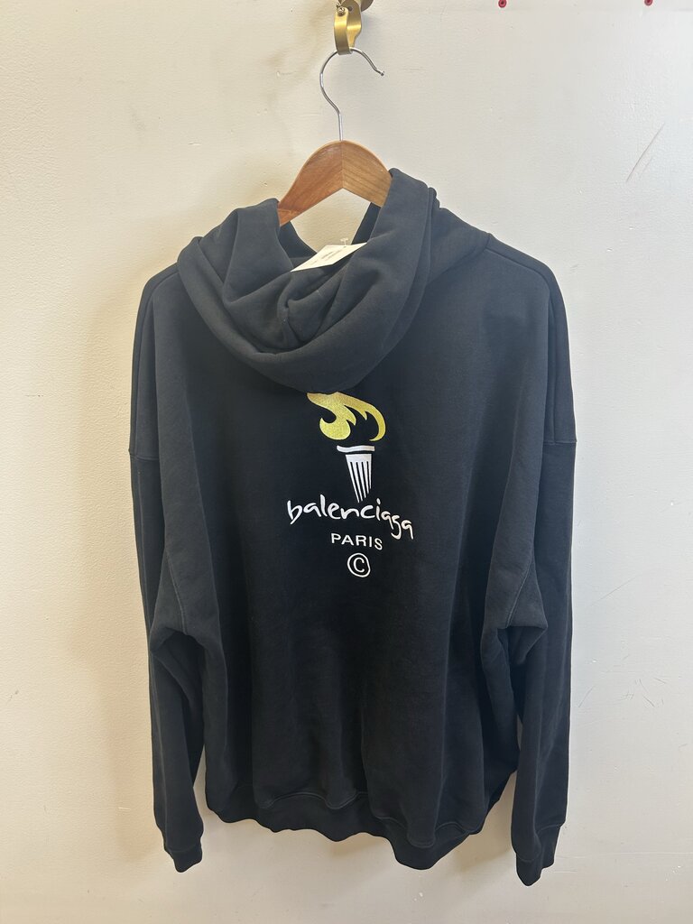 Preowned Balenciaga Paris Black Hoodie Size 1