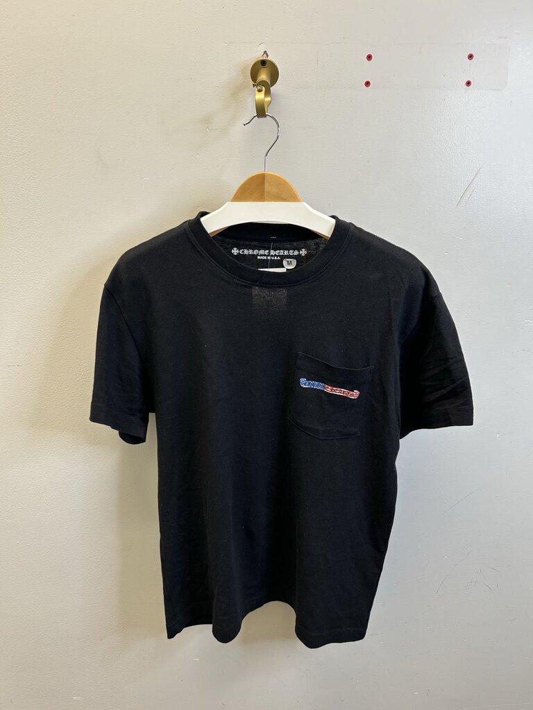 Preowned Chrome Hearts Matty Flag Black Tee Size Medium