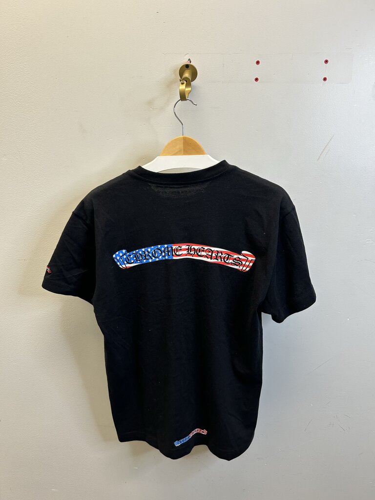 Preowned Chrome Hearts Matty Flag Black Tee Size Medium