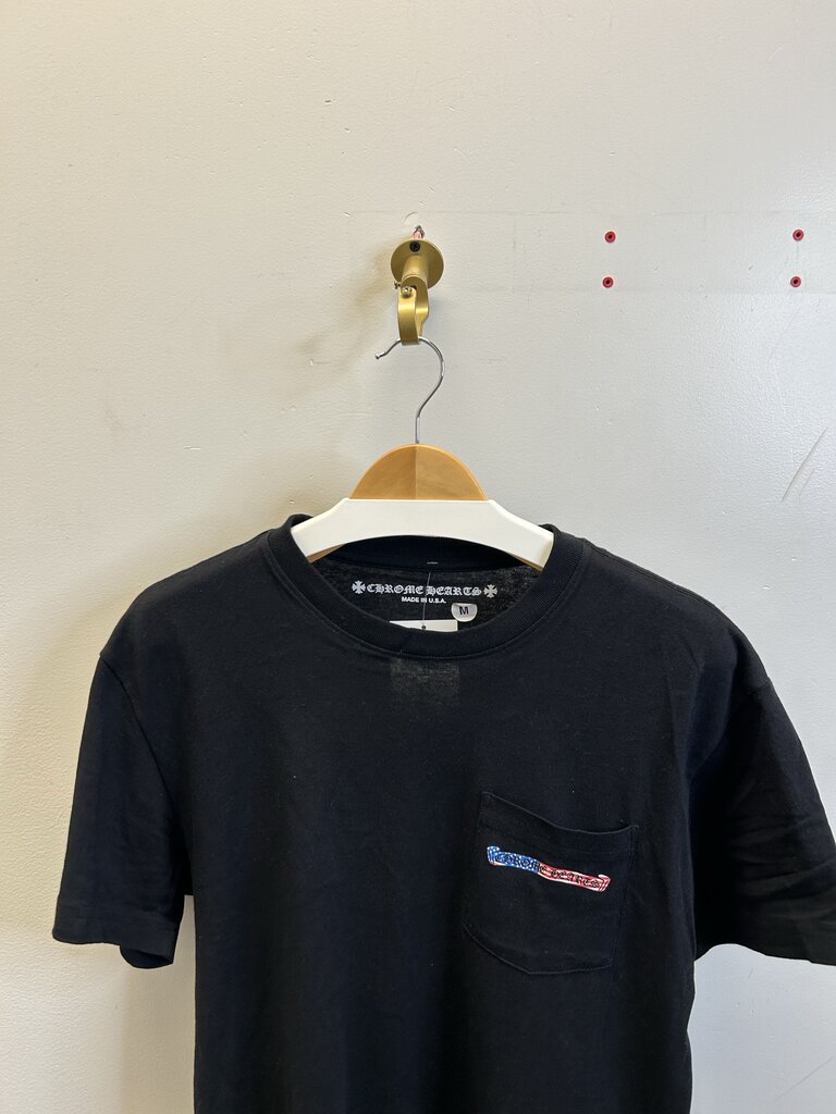 Preowned Chrome Hearts Matty Flag Black Tee Size Medium