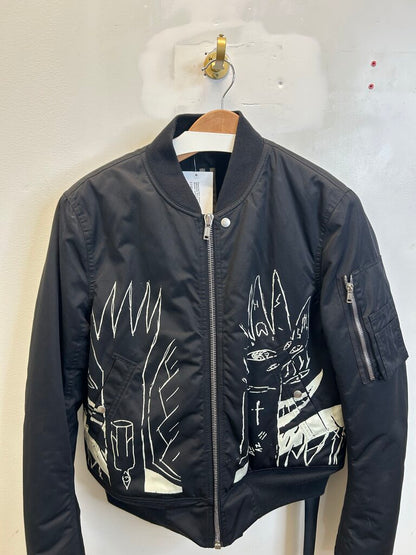Preowned Rick Owens DRKSHDW Black Cream Flight Bomber Jacket sz.S