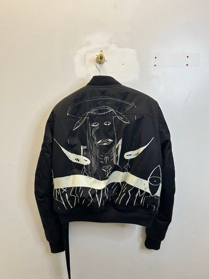Preowned Rick Owens DRKSHDW Black Cream Flight Bomber Jacket sz.S