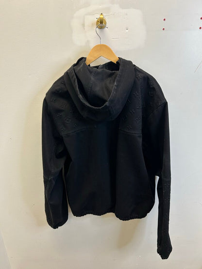 Preowned Louis Vuitton Black Monogram Carpenter Zip Up Jacket Size 58