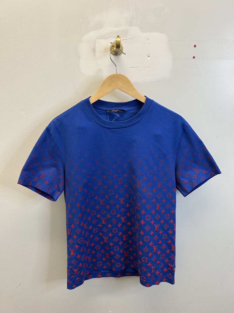 Preowned Louis Vuitton Blue Red Monogram Fade Tee size S