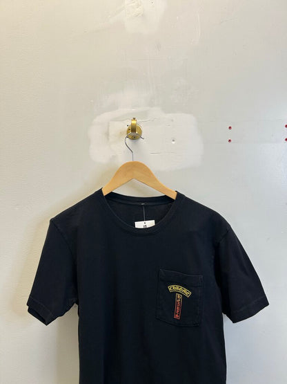 Preowned Chrome Heart Gradient Logo Black Pocket Tee size M