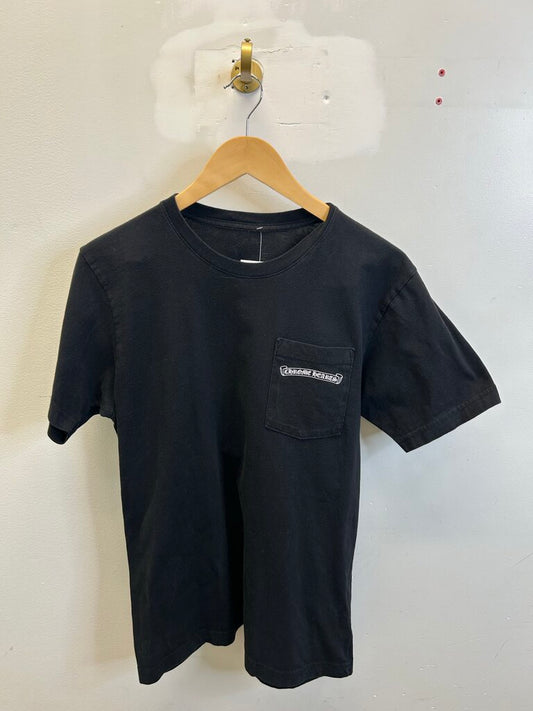 Preowned Chrome Heart Fuck You Arc Logo Black White Pocket Tee size M