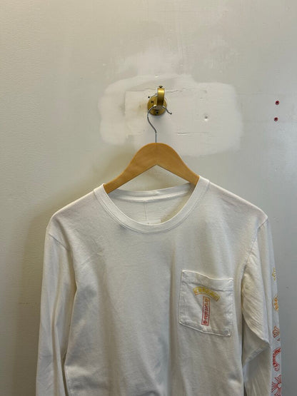 Preowned Chrome Heart White Gradient Multi Logo White L/S size M