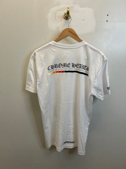 New Chrome Heart Gradient Vertical Logo White Tee size L