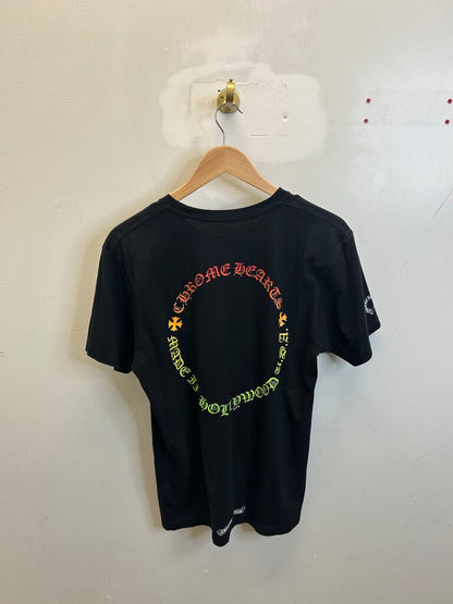 Preowned Chrome Heart Gradient Circle Logo Black Tee size M