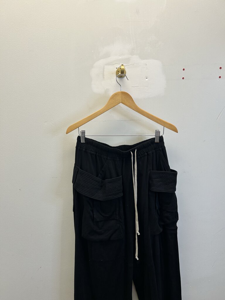 New Rick Owens Black Cargo Sweatpants Sz.Small