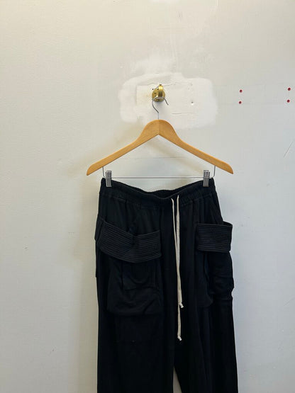 New Rick Owens Black Cargo Sweatpants Sz.Small