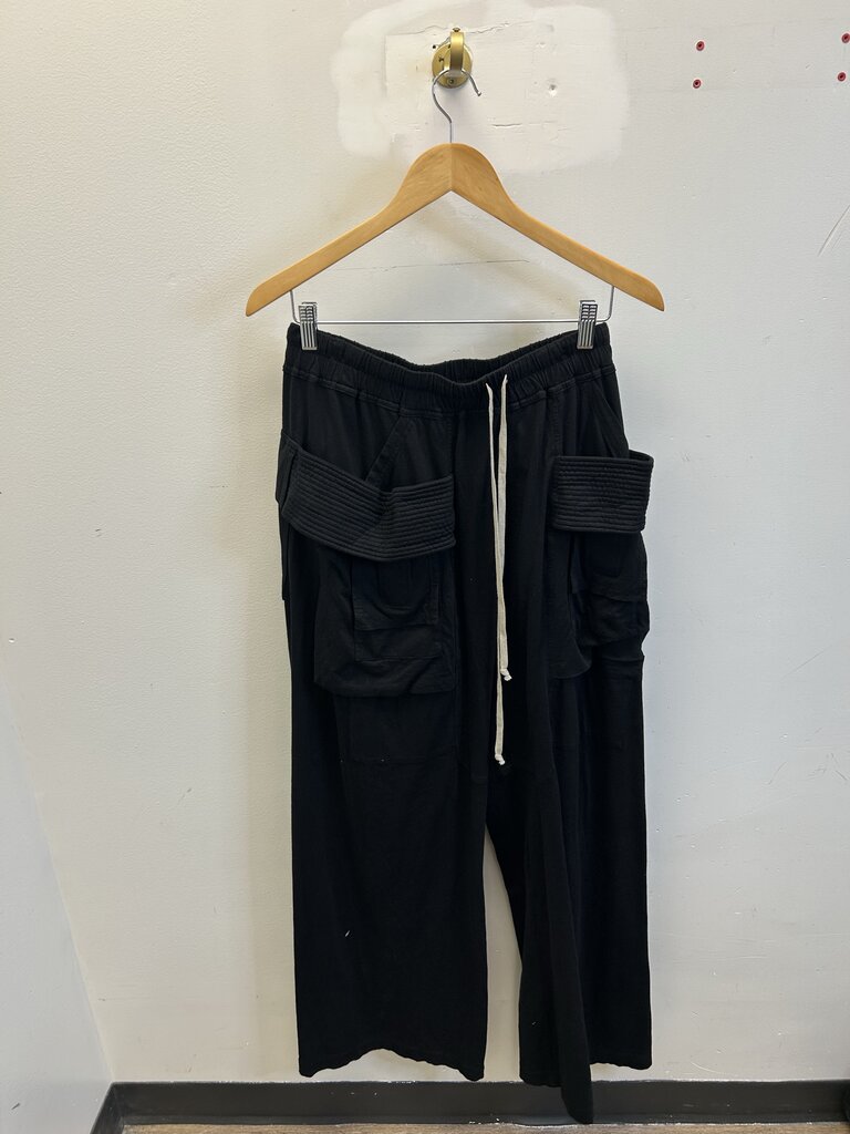 New Rick Owens Black Cargo Sweatpants Sz.Small