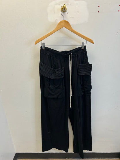 New Rick Owens Black Cargo Sweatpants Sz.Small