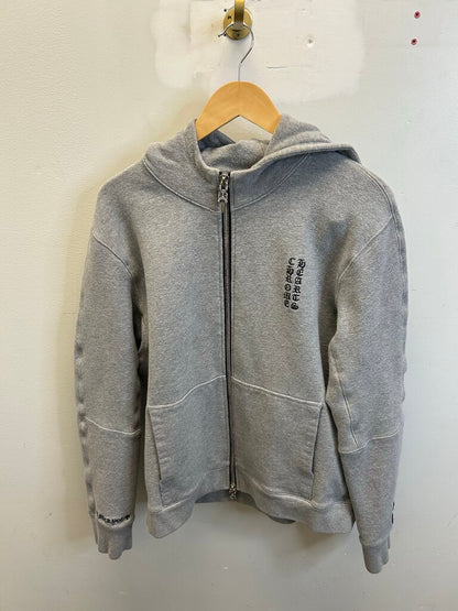 Preowned Chrome Hearts Grey Patch Fu Zip Up Hoodie Sz.Medium