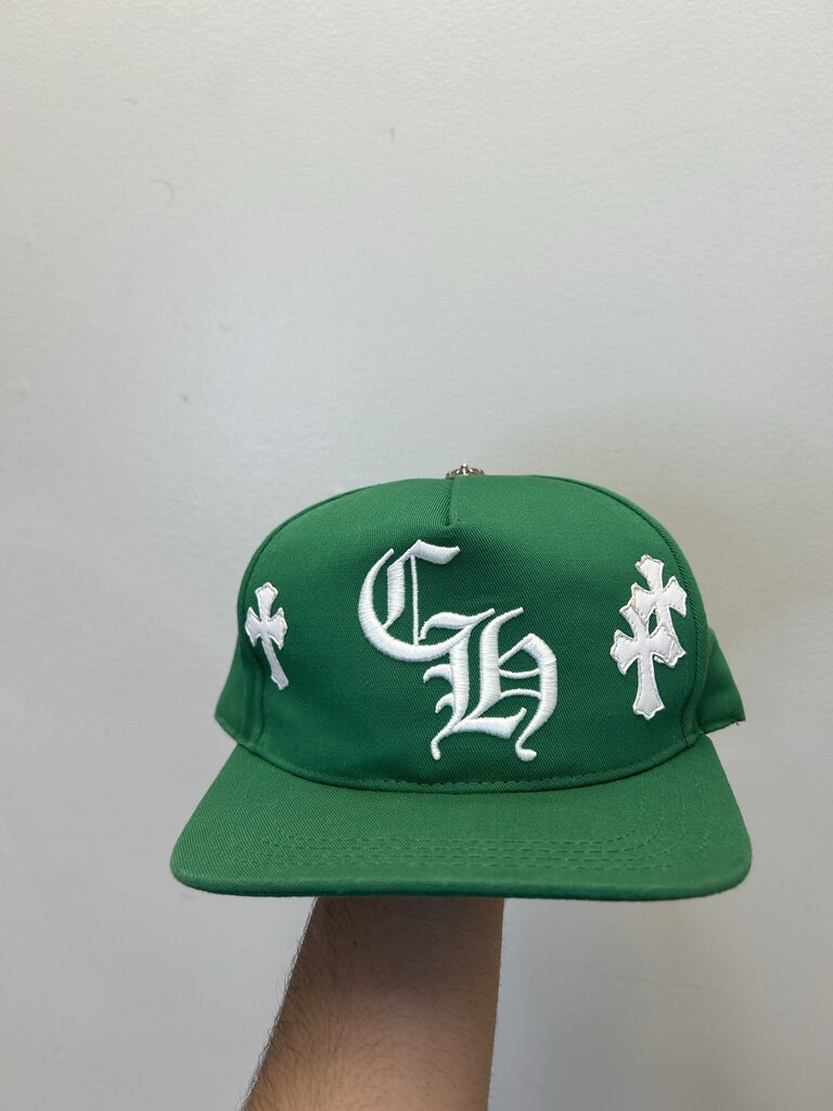 Preowned Chrome Heart Patch Green Hat Sz. OS