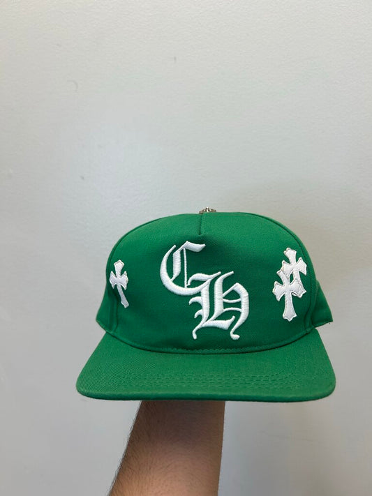 Preowned Chrome Heart Patch Green Hat Sz. OS