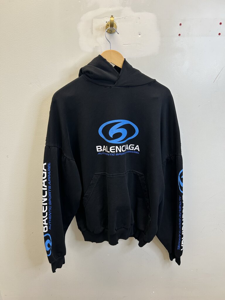 New Balenciaga Black Blue Sports Apparel Hoodie sz.1