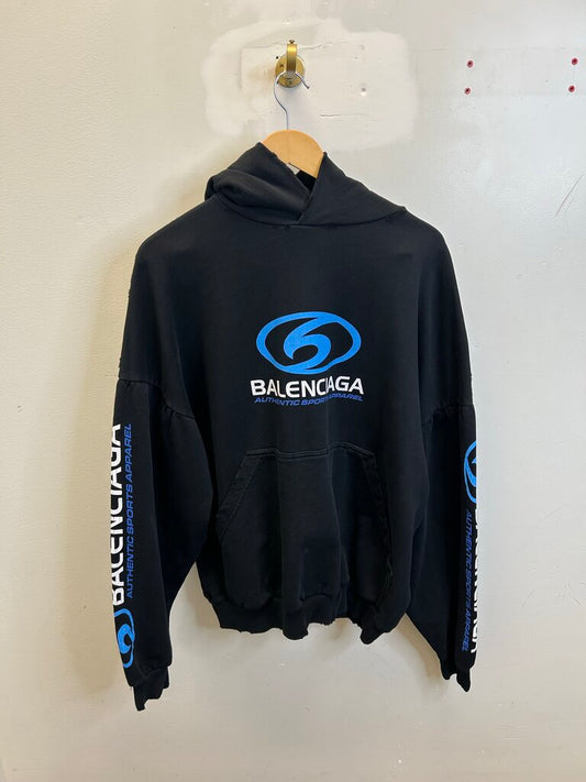 New Balenciaga Black Blue Sports Apparel Hoodie sz.1