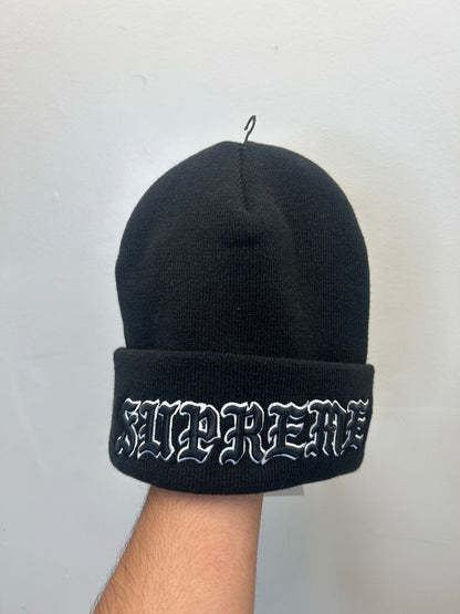 New Supreme New Era Old English Black Beanie