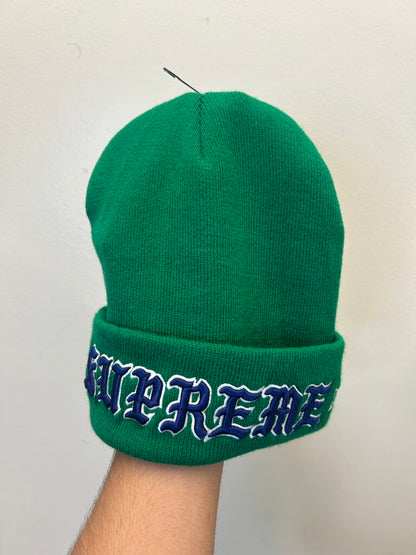 New Supreme New Era Old English Green Beanie