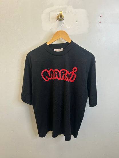 Preowned Marni Black Red Tee Size 46