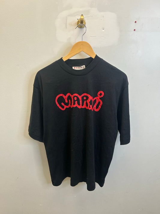 Preowned Marni Black Red Tee Size 46