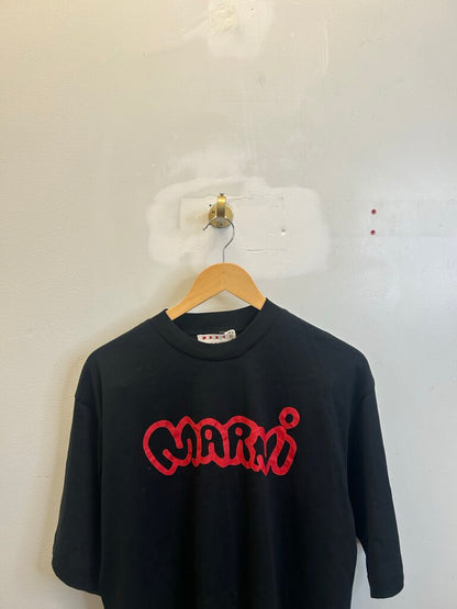 Preowned Marni Black Red Tee Size 46