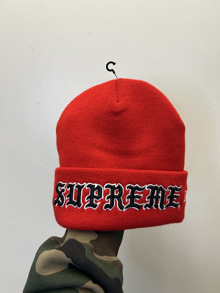 New Supreme Red Old English Beanie