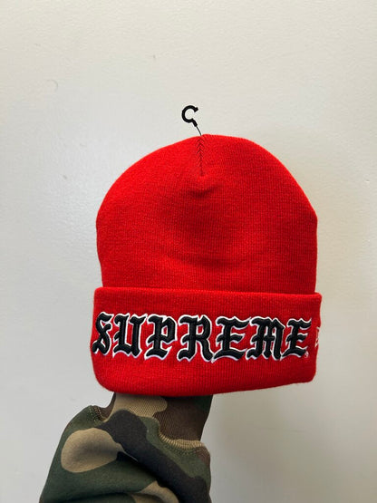New Supreme Red Old English Beanie