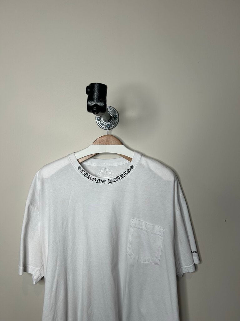 Preowned Chrome Heart Color Logo White Pocket Tee size 2XL