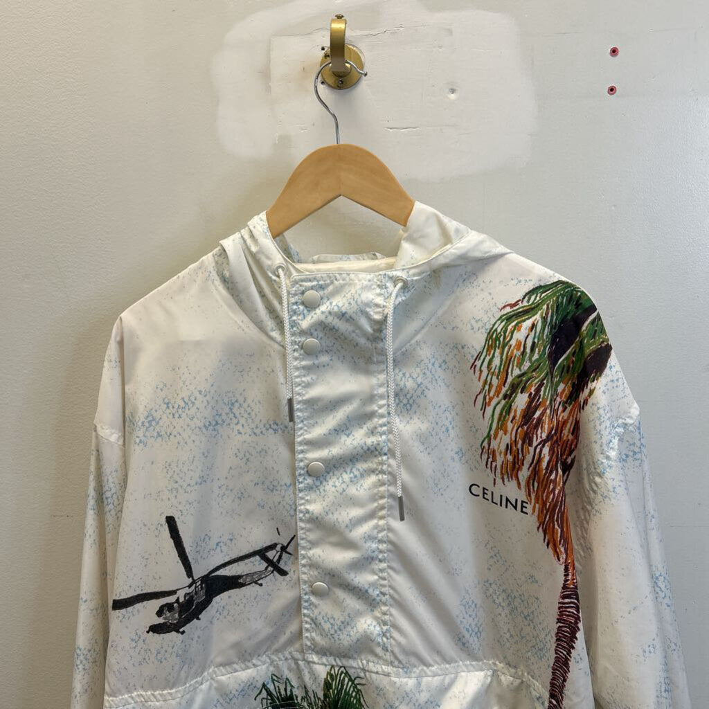 Preowned Celine White Palm Tree Pull Over size 52(L/XL)