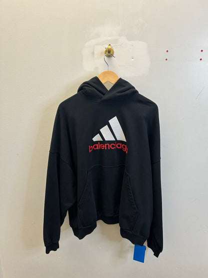 New Balenciaga Adidas Black Red Hoodie size 1(L