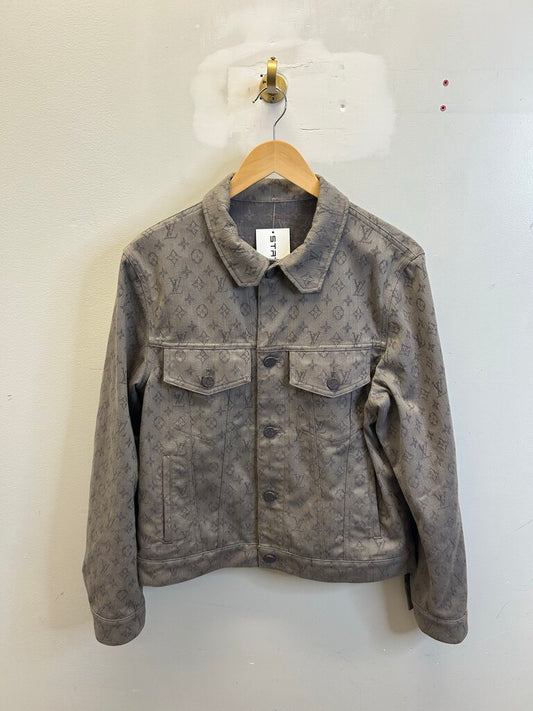Preowned Louis Vuitton Grey Monogram Denim Jacket Sz 48