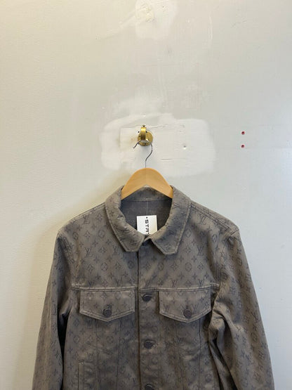 Preowned Louis Vuitton Grey Monogram Denim Jacket Sz 48