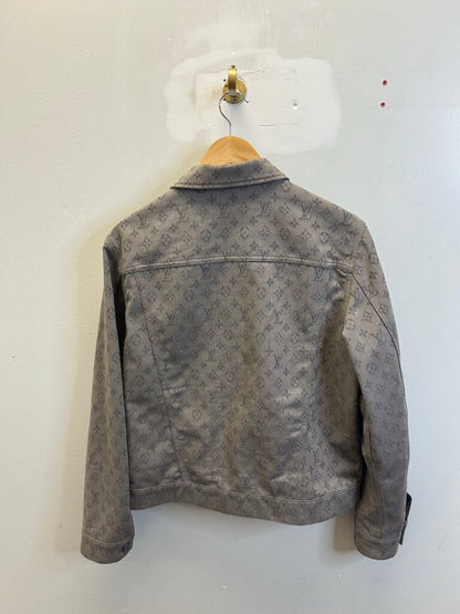 Preowned Louis Vuitton Grey Monogram Denim Jacket Sz 48