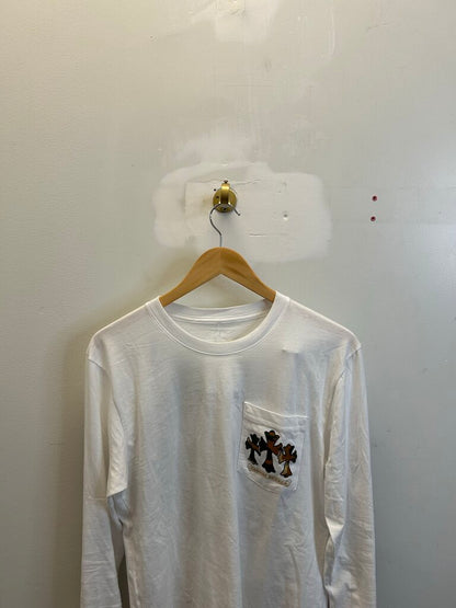 Preowned Chrome Heart Camo Horseshoe Logo White L/S see M