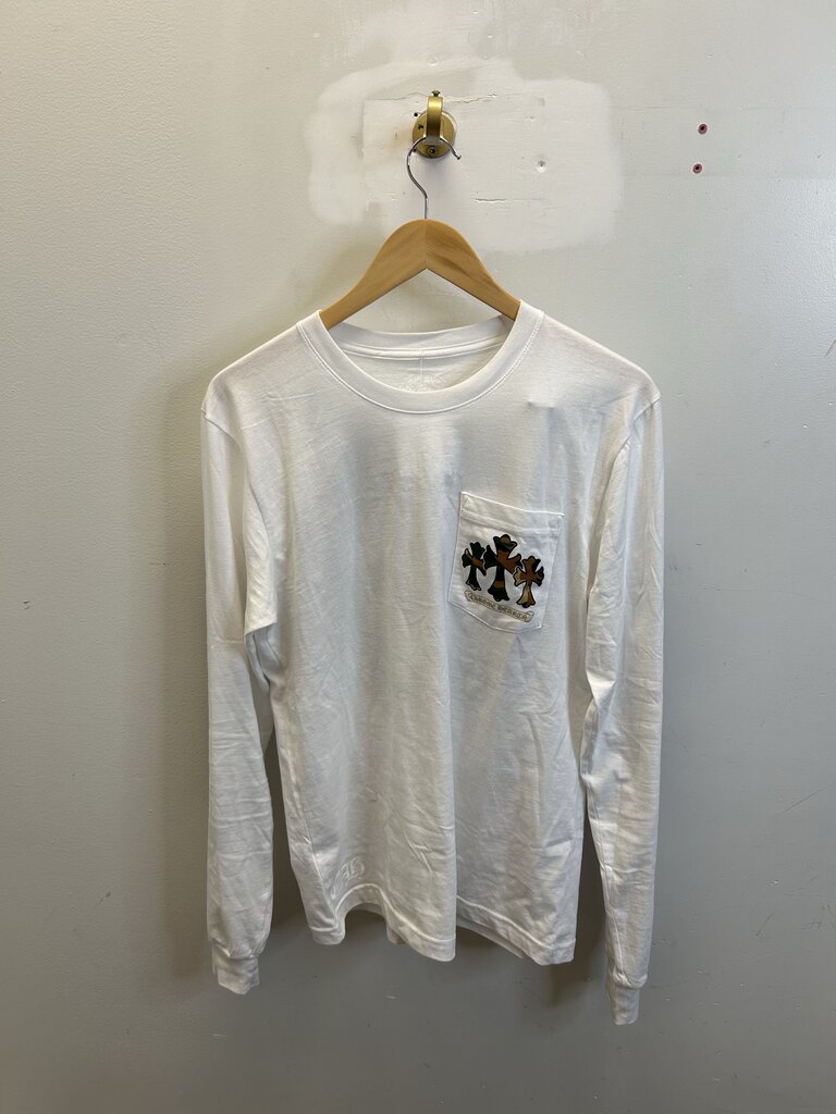 Preowned Chrome Heart Camo Horseshoe Logo White L/S see M