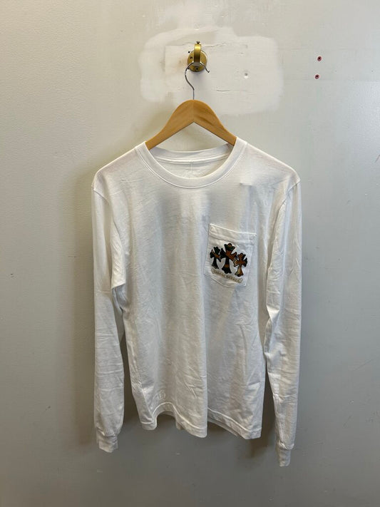 Preowned Chrome Heart Camo Horseshoe Logo White L/S see M