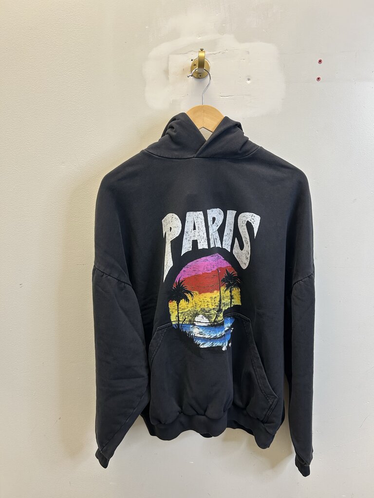 New Balenciaga Paris Rainbow Black Hoodie size S