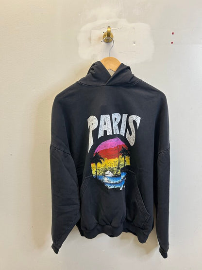 New Balenciaga Paris Rainbow Black Hoodie size S